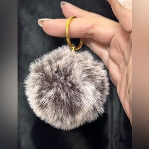 Faux Fur Pom Pom Keychain - Gray NWT